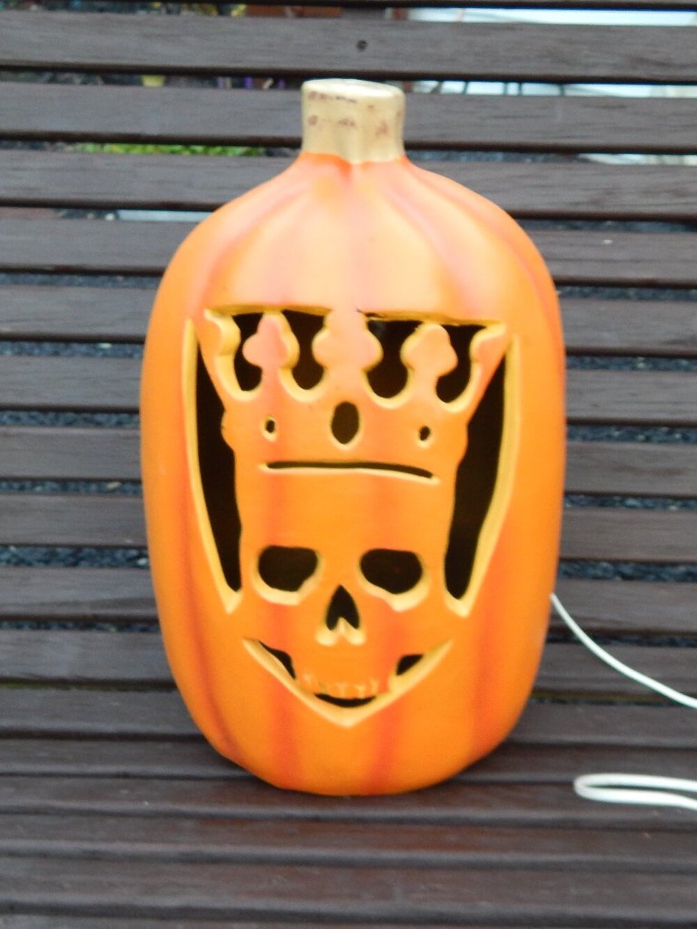 Halloween Pumpkin Skeleton King Jack O Lantern Decoration Light 17"